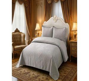 CUBRECAMA QUILT DE VERANO 2 PLAZAS CON POMPON COLOR GRIS