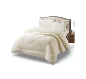 Cubrecama plush con chiporro Acolchado liso plaza y media beige