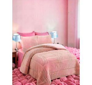 CUBRECAMA CON RELIEVE EN FORMA DE ONDAS 2 PLAZAS COLOR ROSADO