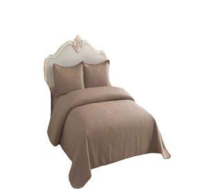 CUBRECAMA QUILT DE VERANO KING CON POMPON COLOR MARRÓN