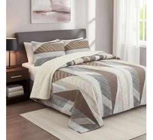 Cubrecama Quilt Sherpa 1.5 - Varios Modelos W.m G Rosado Tonos Neutros Y Patrones Elegantes