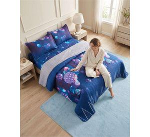 Set De Cama Verano 2 Plazas 5 Piezas Quilt Sábana Fundas m4