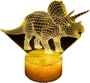 Lámpara ilusión 3D Dinosaurio Triceratops 7 Colores Led
