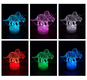 Lámpara ilusión 3D Dinosaurio Triceratops 7 Colores Led