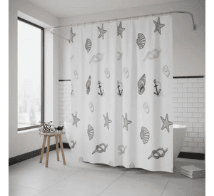 Cortina de Ducha Estampado Estrella y Concha de mar