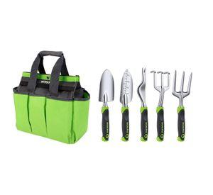 JUEGO HERRAMIENTAS JARDIN 5 PIEZAS (BOLSO VERDE)
