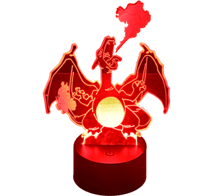 Lámpara ilusión 3D Charizard Lanzallamas7 Colores Led