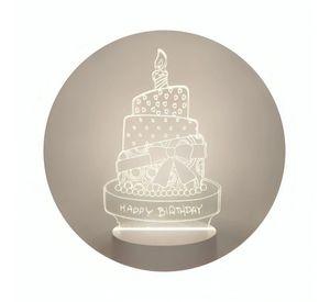 Lámpara LED De Mesa 3D USB Luz Torta de Cumpleaños