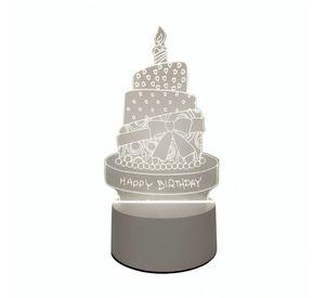 Lámpara LED De Mesa 3D USB Luz Torta de Cumpleaños
