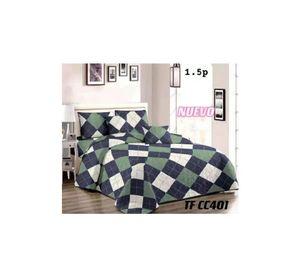 Cubrecama de verano 1.5 plazas + 1 funda cobertor, color verde mix
