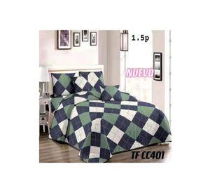 Cubrecama de verano 1.5 plazas + 1 funda cobertor, color verde mix