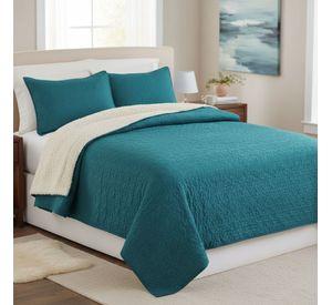 Cubrecama Quilt Sherpa 1.5 - Varios Modelos W.m G Turquesa Liso