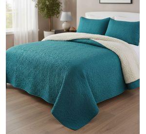 Cubrecama Quilt Sherpa 1.5 - Varios Modelos W.m G Turquesa Liso