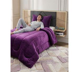Cubrecama de Plush con Chiporro Diseño Ondas 1,5 plazas morado