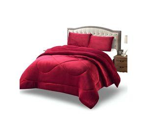 Cubrecama plush con chiporro Acolchado liso King burdeo