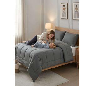 Cubrecama Quilt King Delgado Resistente a Arrugas gris