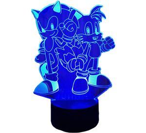 Lámpara ilusión 3D Erizo y Tails 7 Colores Led Soni