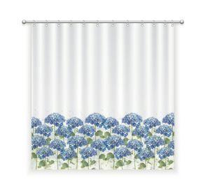 CORTINA DE BAÑO ALGODÓN HORTENSIAS