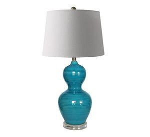 LAMPARA SOBREMESA CERAMICA TURQUESA 1X60W E27