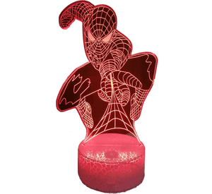 Lámpara ilusión 3D Hombre Araña 7 Colores Led Spiderman