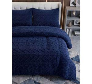 Juego de Cubrecama Sherpa con Relieve Trenzado  Plaza y Media A04