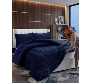 Juego de Cubrecama Sherpa con Relieve Trenzado  Plaza y Media A04