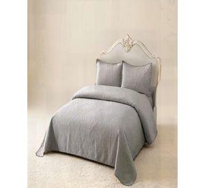 QUILT CUBRECAMA DE VERANO 1,5 PLAZAS CON POMPON COLOR GRIS