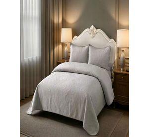 QUILT CUBRECAMA DE VERANO 1,5 PLAZAS CON POMPON COLOR GRIS