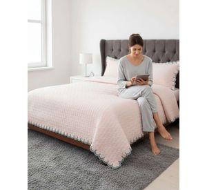 CUBRECAMAS QUILT BORDADOS 2 PLAZA EXTRA SUAVE b02