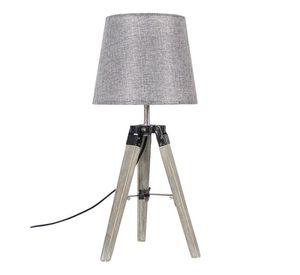 LAMPARA SOBREMESA MADERA GRIS 1X40W E27