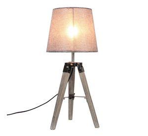 LAMPARA SOBREMESA MADERA GRIS 1X40W E27