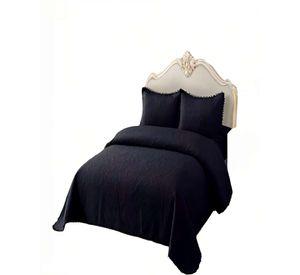 QUILT CUBRECAMA DE VERANO 1,5 PLAZAS CON POMPON COLOR NEGRO