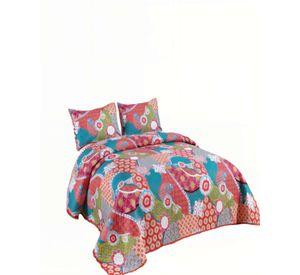 CUBRECAMA DE VERANO CON POMPON Y DISENO 2P MULTICOLOR 02