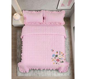 Quilt Cubrecama  Verano Estampado Floral con Bobos 2 Plazas05