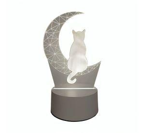 Lámpara LED De Mesa 3D USB Luz Gato y Luna