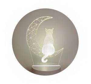 Lámpara LED De Mesa 3D USB Luz Gato y Luna
