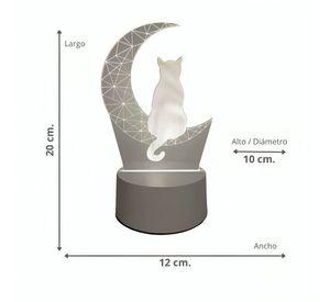 Lámpara LED De Mesa 3D USB Luz Gato y Luna