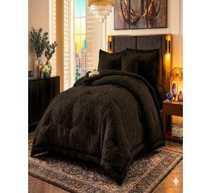 Cubrecama Quilt Nórdico Delgado Diseño Flores king negro