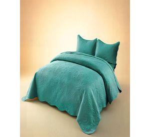 CUBRECAMA QUILT DE VERANO 2 PLAZAS CON RELIEVE COLOR TURQUESA
