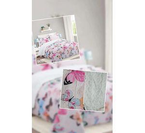Cubrecama Quilt Sherpa 2pl - Varios Modelos W.m G Tonos Rosados Celestes