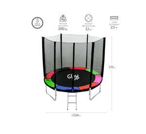 Cama ElásticaI 8ft 2,44 mts Malla seguridad + Escalera GlowUp