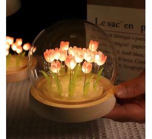 Lámpara LED Decorativa Tulipán en Cúpula de Vidrio