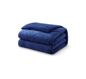 Cubrecama plush con chiporro Acolchado liso King azul