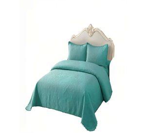 QUILT CUBRECAMA DE VERANO 1,5 PLAZAS CON POMPON COLOR TURQUESA