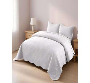 QUILT CUBRECAMA DE VERANO KING CON RELIEVE COLOR BLANCO