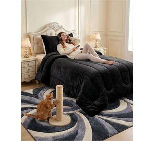 Cubrecama de Plush con Chiporro Diseño Ondas 1,5 plazas negro