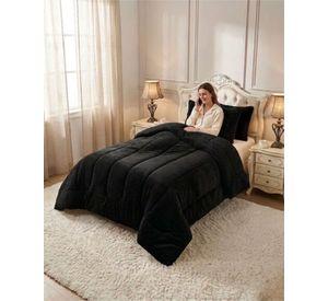 Cubrecama de Plush con Chiporro Diseño Ondas 1,5 plazas negro