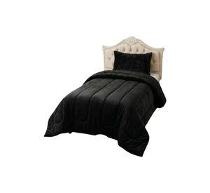 Cubrecama de Plush con Chiporro Diseño Ondas 1,5 plazas negro