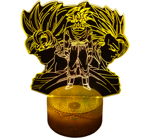 Lámpara ilusión 3D Goku Transformaciones 7 Colores Led