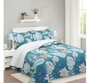 Cubrecama Quilt Sherpa 1.5 Azul Acero Diseño